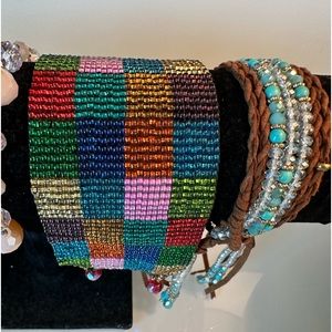 Statement Cuff , GLASS BEADED RAINBOW BRACELET